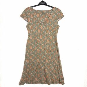 Toad & Co Women's Size XS Floral Print Cap Sleeve Rosemarie Dress Khaki Green